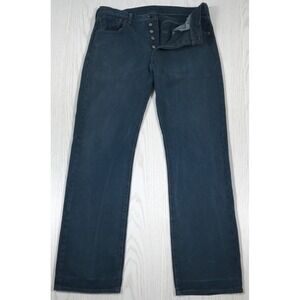 Levi's 501 Button Fly Jeans Men 32x30 Dark Teal Blue 100% Cotton Mid Rise Retro